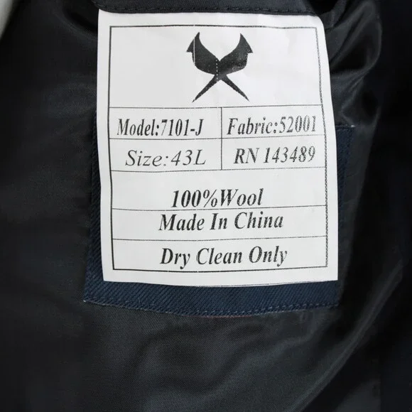 Cardinal of Canada NWT 100% Wool Sport Coat Size 43L US In Solid Navy Blue